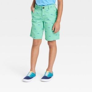Boys' Flat Front 'At The Knee' Chino Shorts - Cat & Jack™ Green shark size 4
